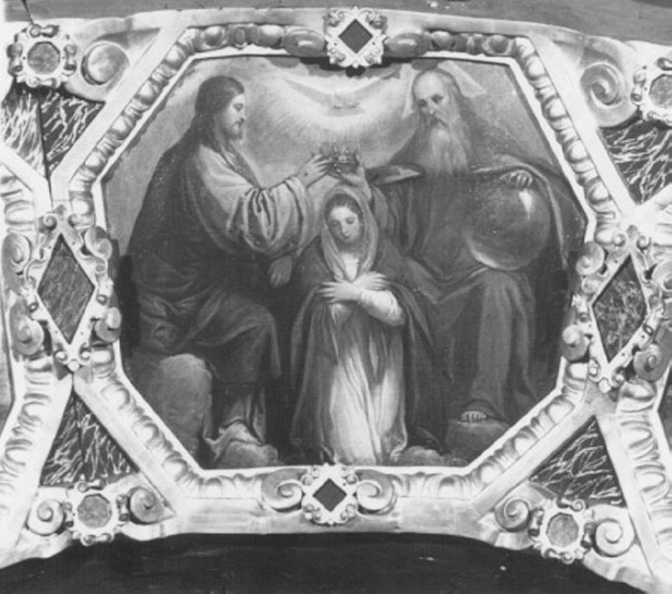 incoronazione di Maria Vergine (dipinto) di Maganza Alessandro (attribuito) (sec. XVII)
