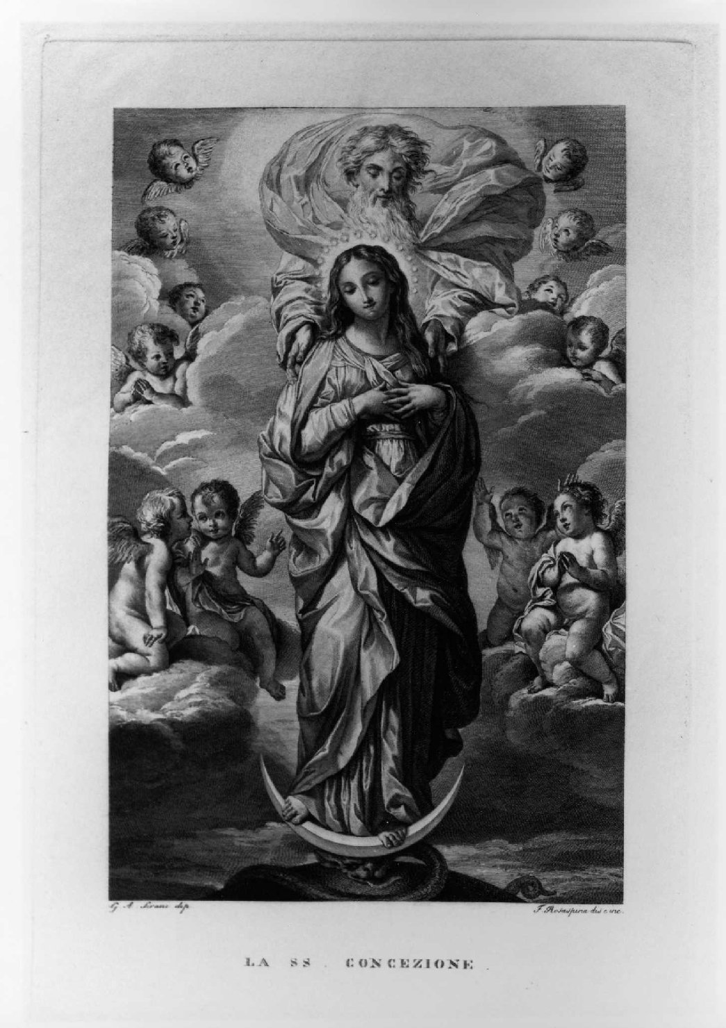 Immacolata Concezione e Dio Padre (stampa, serie) di Sirani Giovanni Andrea, Rosaspina Francesco (sec. XIX)