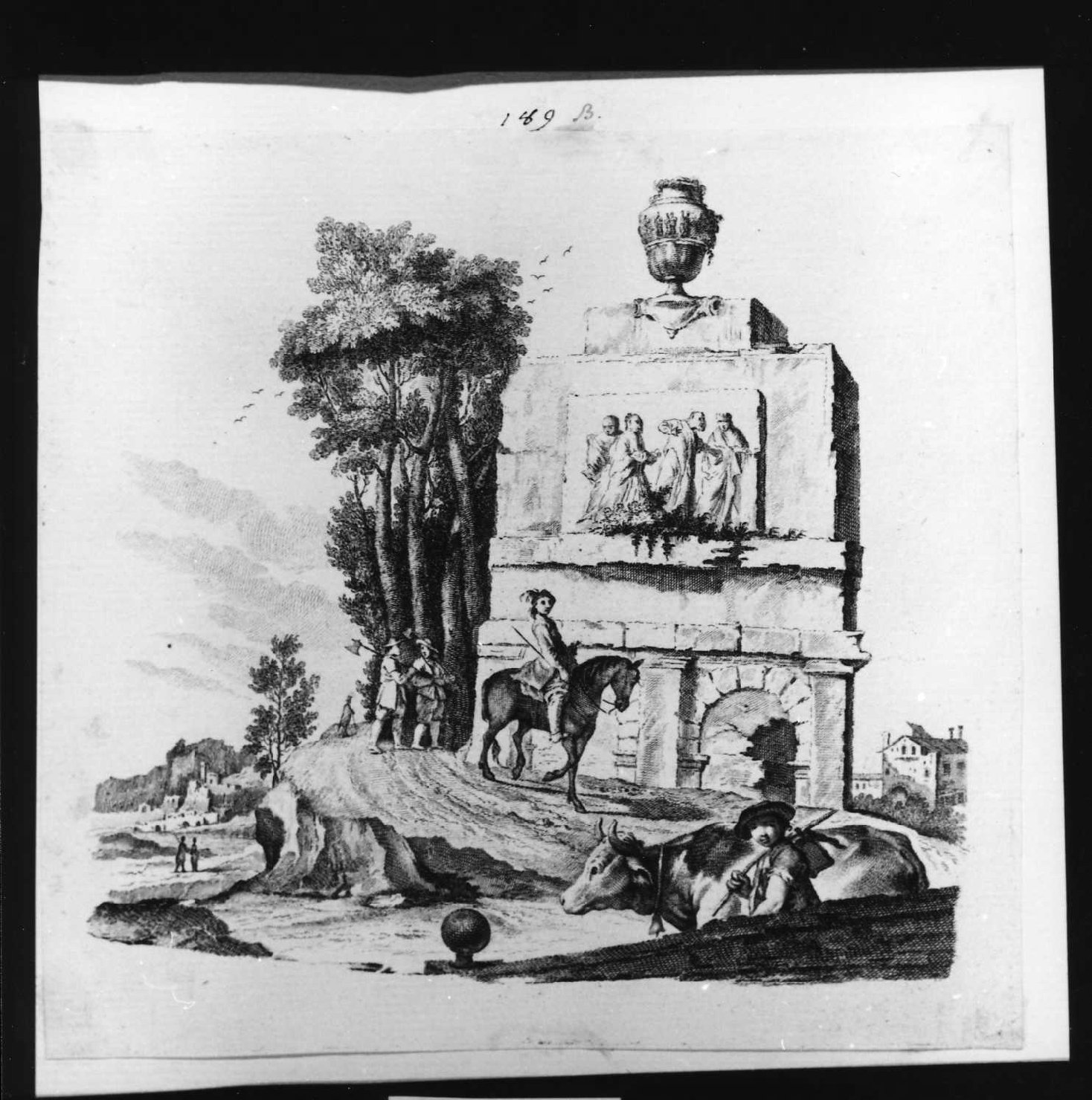 scena campestre con figure (stampa smarginata, serie) di Piazzetta Giovanni Battista (attribuito) (sec. XVIII)