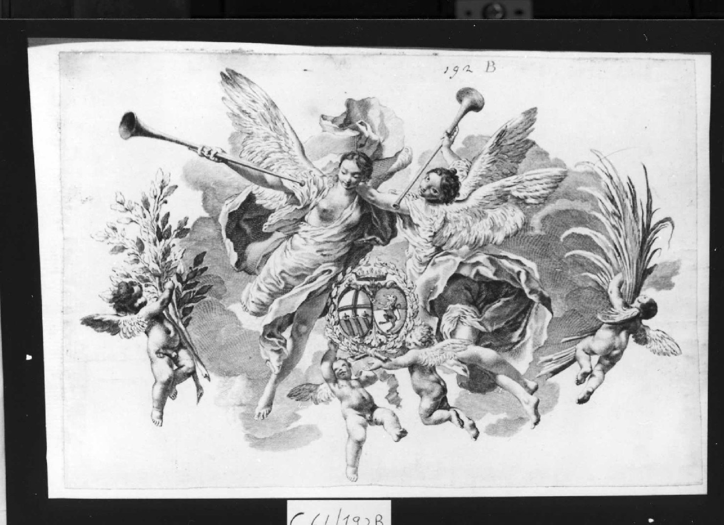 allegoria della Fama (stampa smarginata, serie) di Piazzetta Giovanni Battista (sec. XVIII)