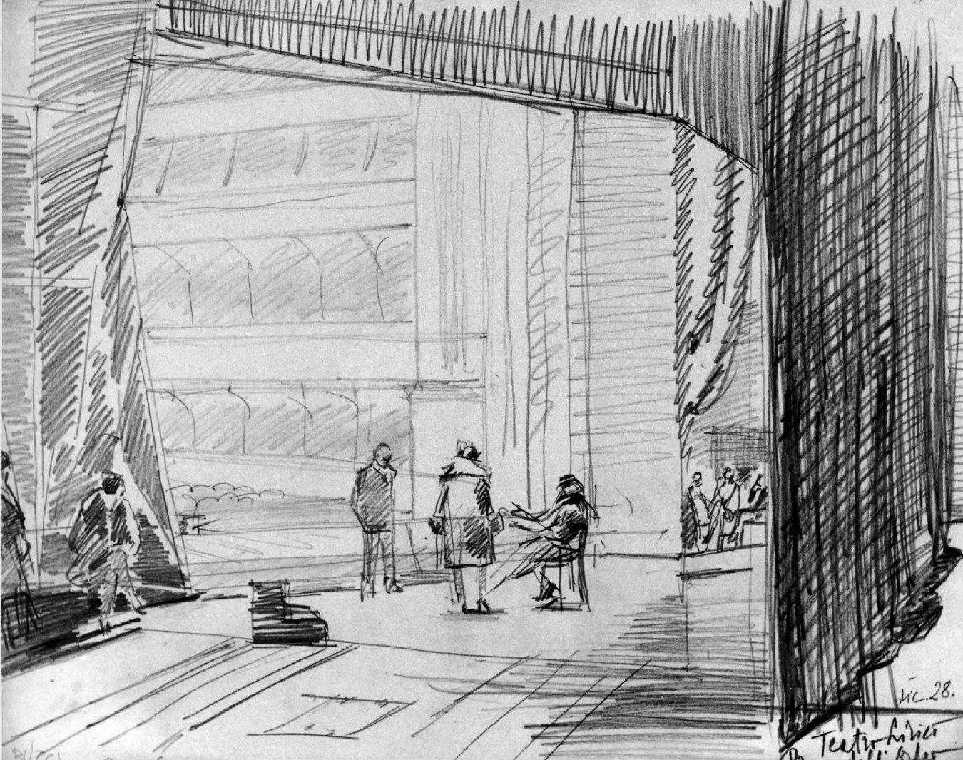 Teatro lirico. Prove dell'Orfeo (disegno) di Bucci Anselmo (sec. XX)