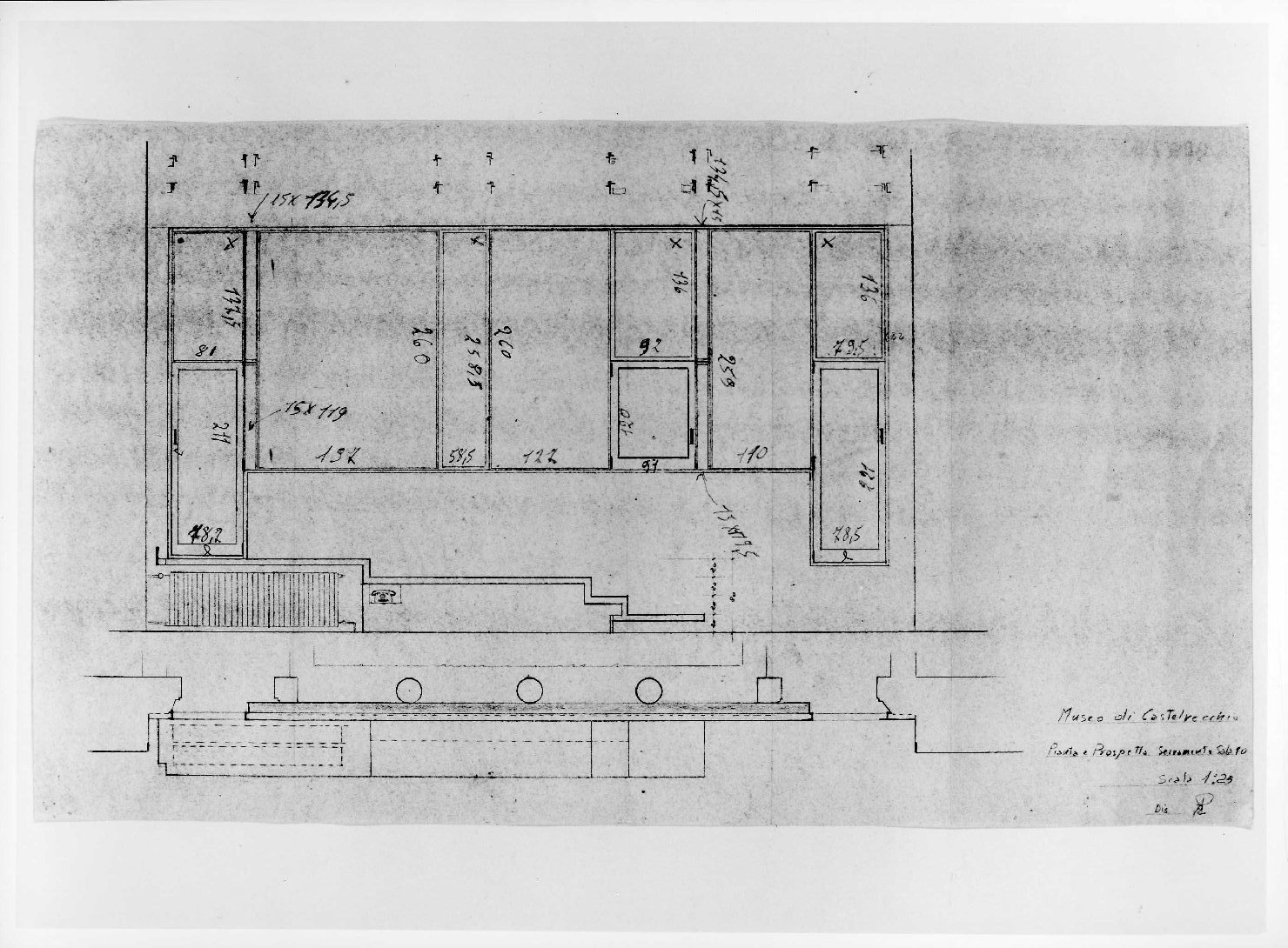 restauro dell'ala della Galleria del Museo di Castelvecchio di Verona (disegno) di Scarpa Carlo, Rudella Angelo (sec. XX)