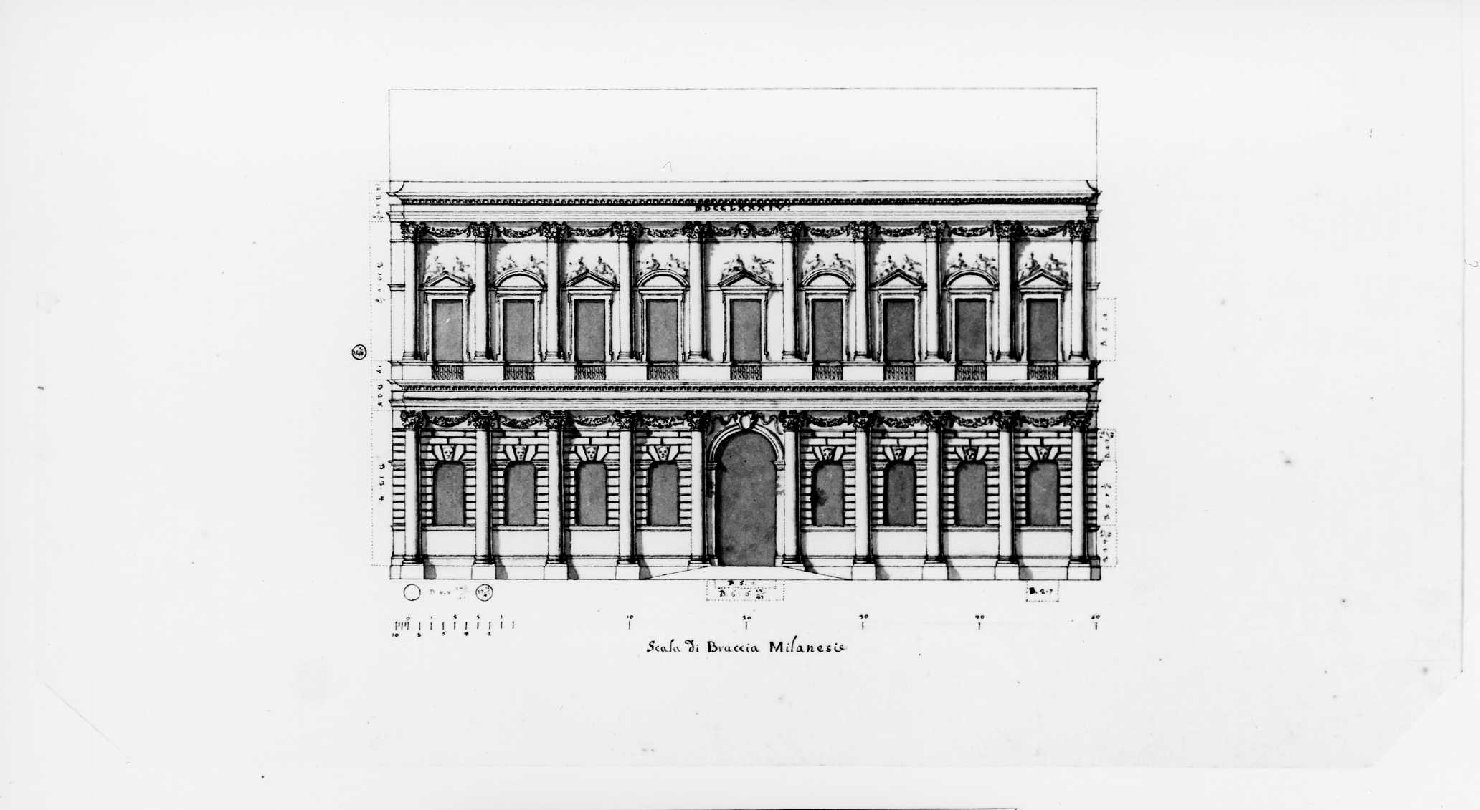 palazzo Vidoni a Cremona (disegno, serie) di Calderari Ottone Maria (sec. XVIII)