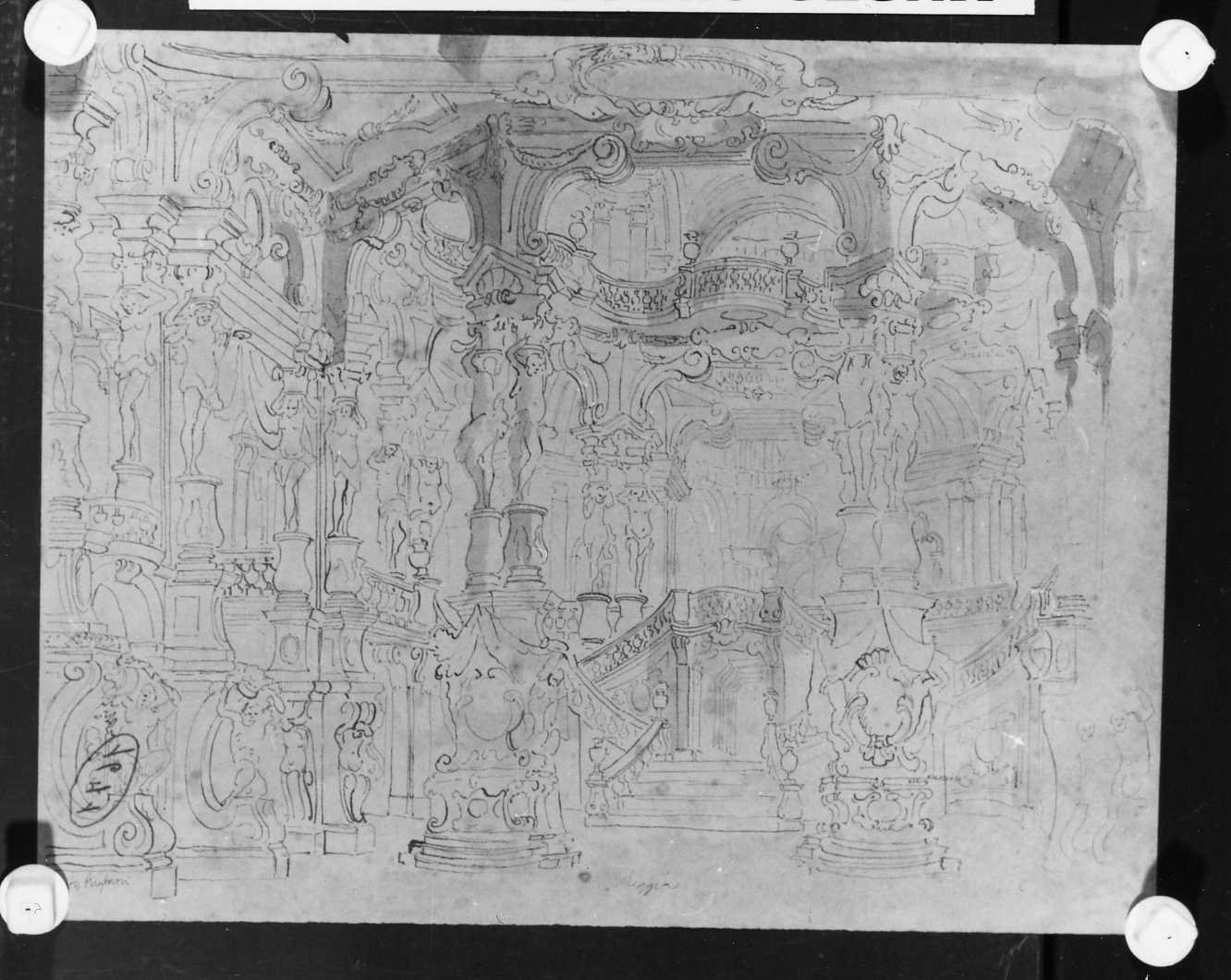 scenografia teatrale (disegno) di Righini Pietro (sec. XVIII)
