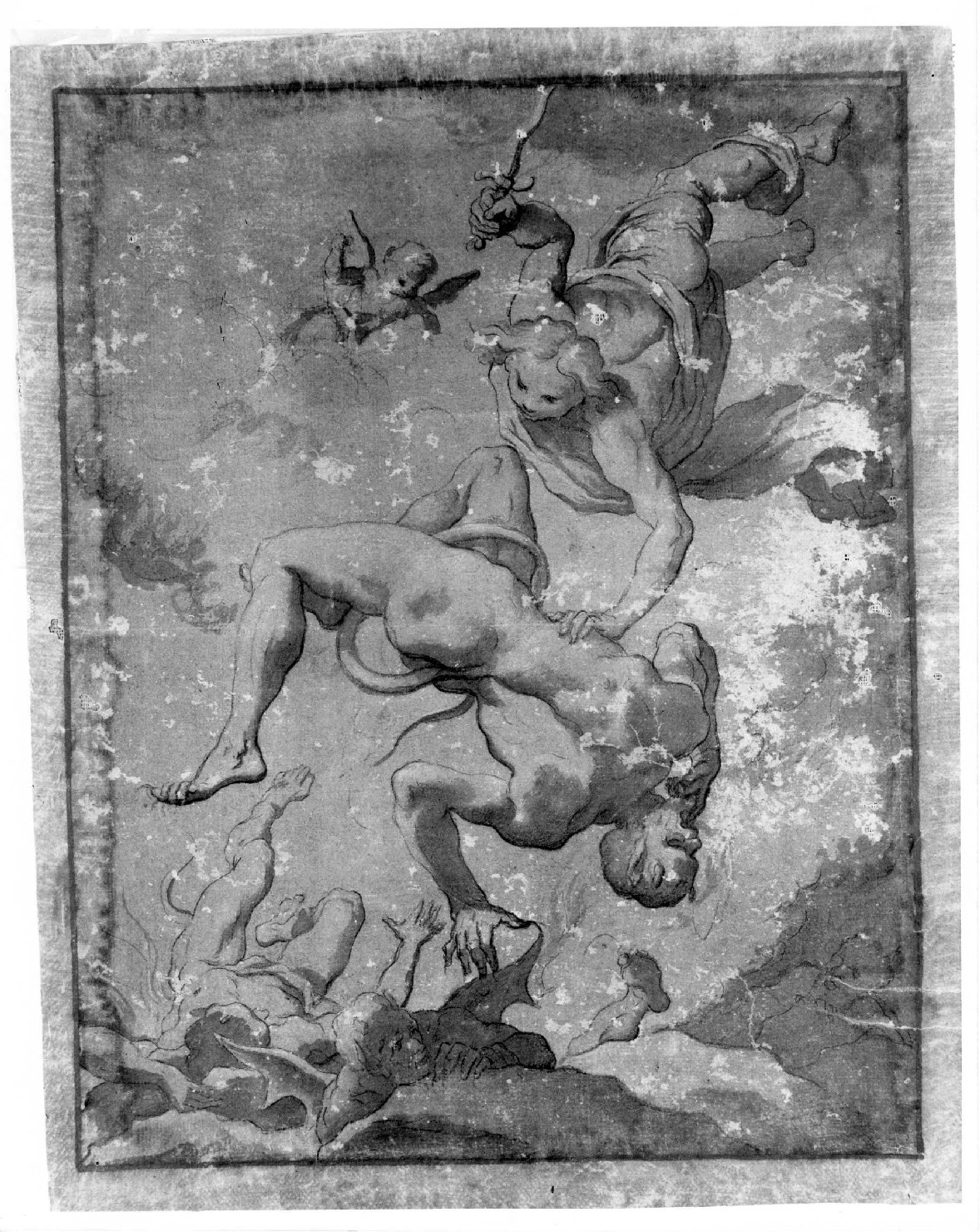 San Raffaele arcangelo scaccia Lucifero (disegno) di Cappelletti Felice (sec. XVIII)