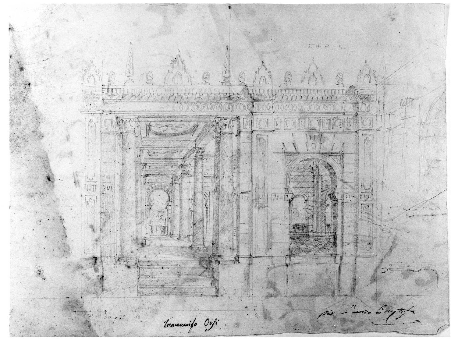 finte architetture (disegno) di Orsi Tranquillo (sec. XIX)