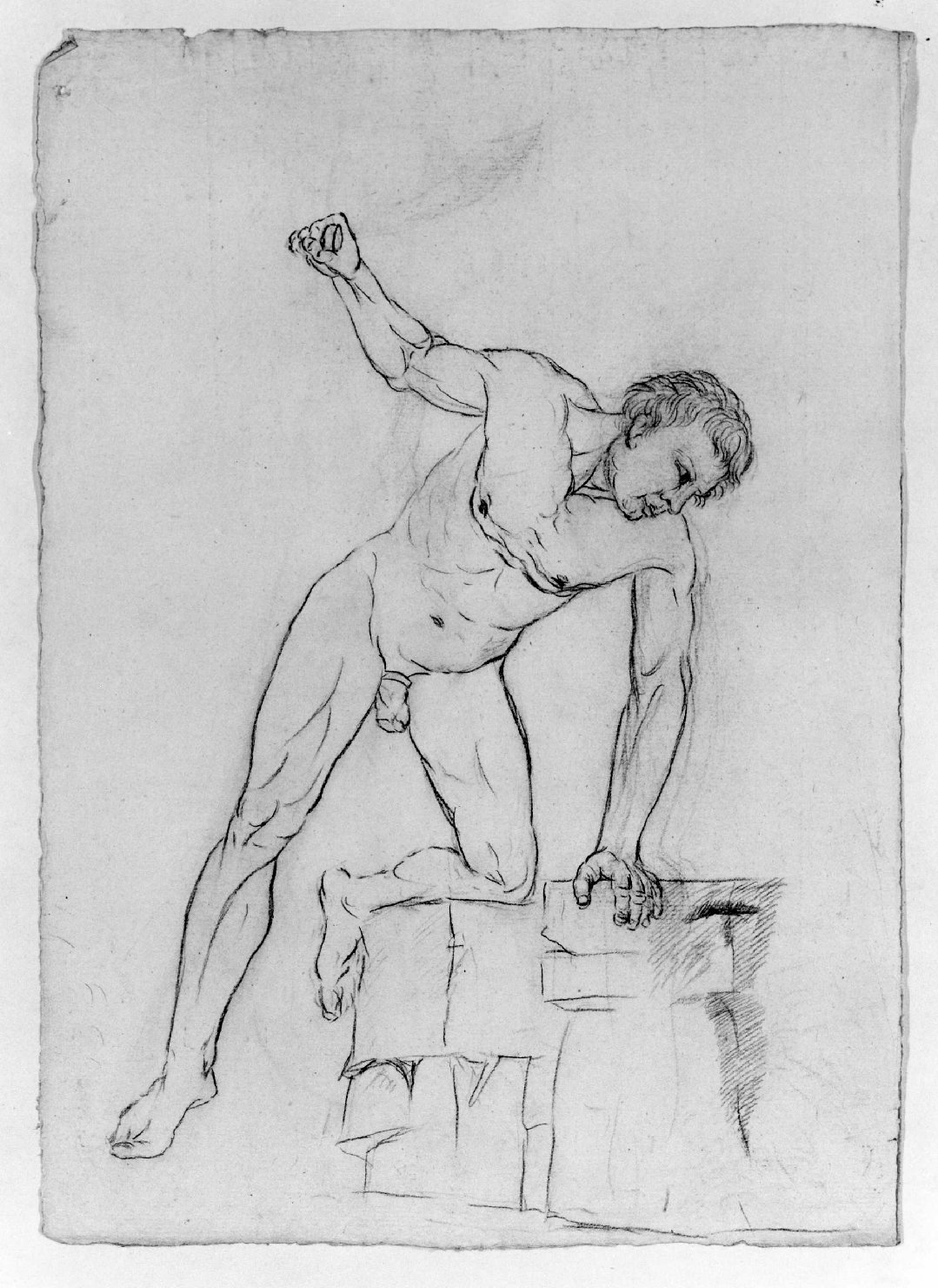 figura maschile nuda (disegno) - ambito veronese (metà sec. XIX)