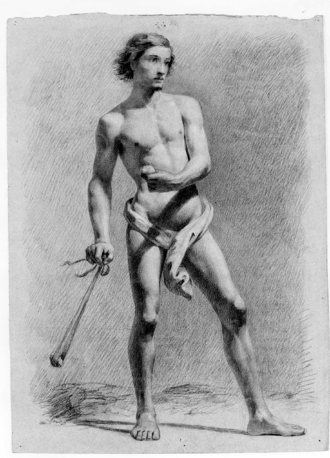 figura maschile nuda (disegno) di Recchia Angelo (metà sec. XIX)