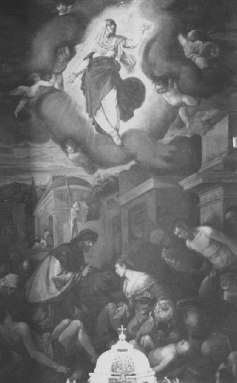 San Rocco guarisce gli appestati (dipinto) di Faccin Giuseppe (sec. XX)