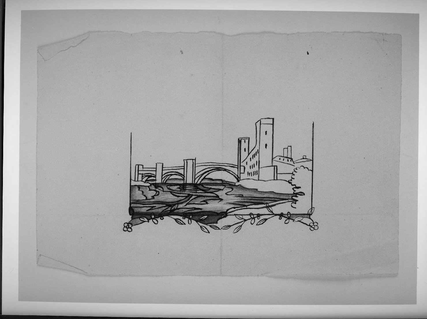 Castelvecchio a Verona (disegno preparatorio) - ambito veronese (sec. XIX)