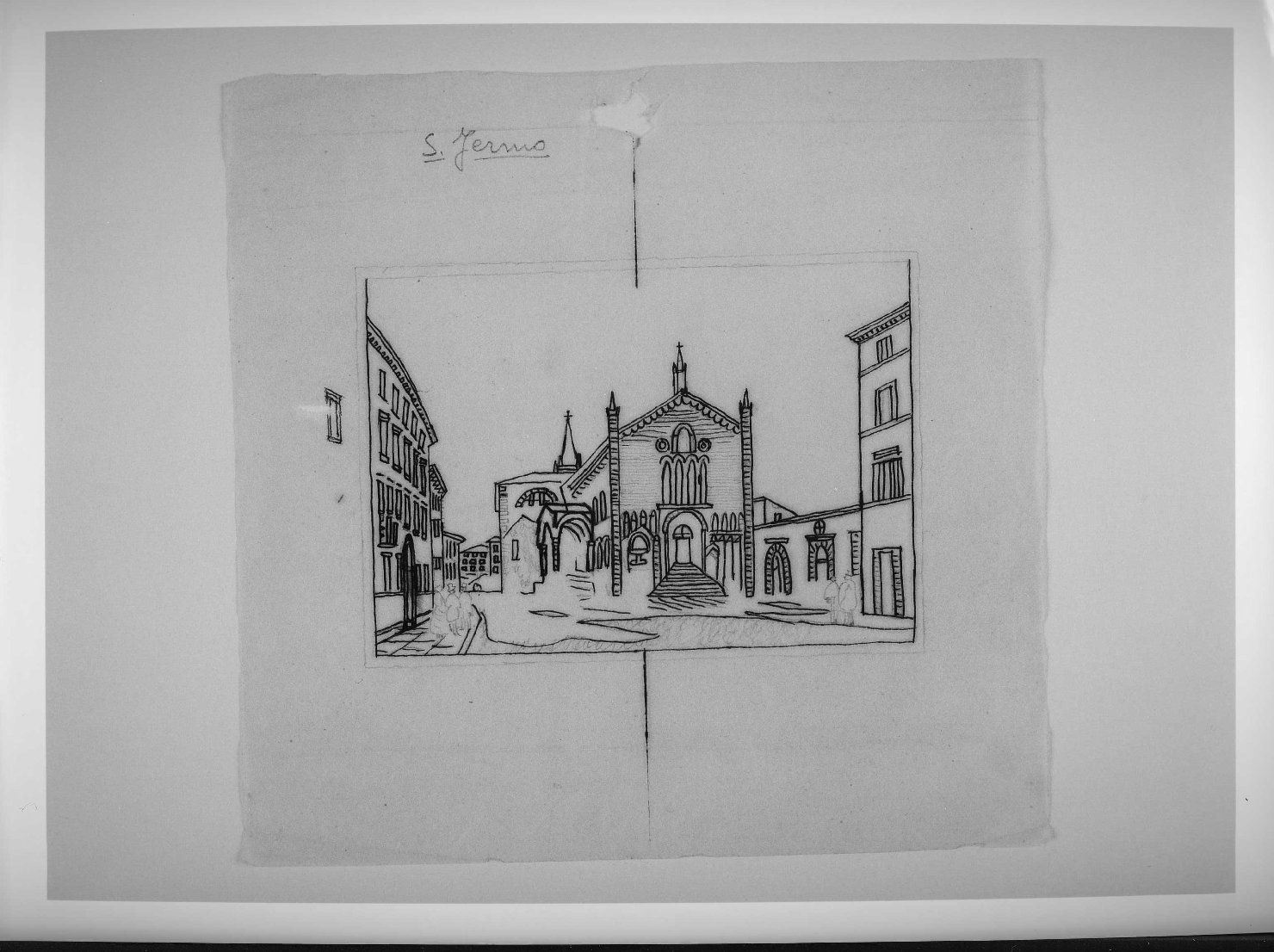 chiesa dei Santi Fermo e Rustico a Verona (disegno preparatorio) - ambito veronese (sec. XIX)