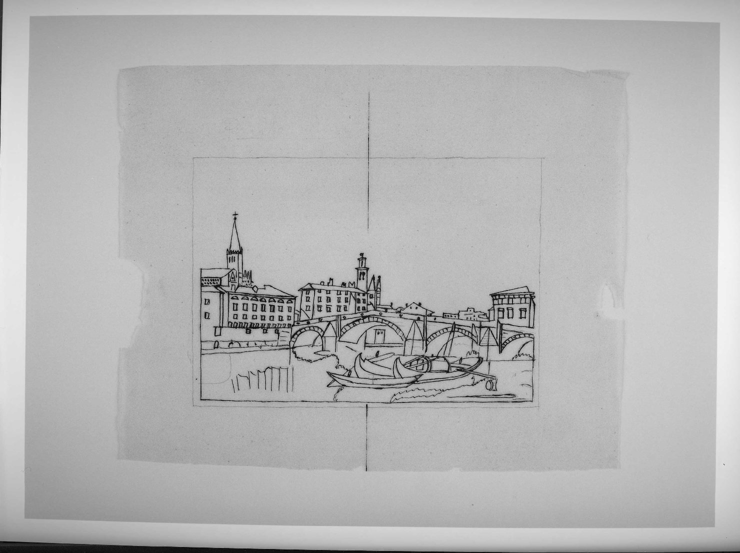 ponte Navi a Verona (disegno preparatorio) - ambito veronese (sec. XIX)
