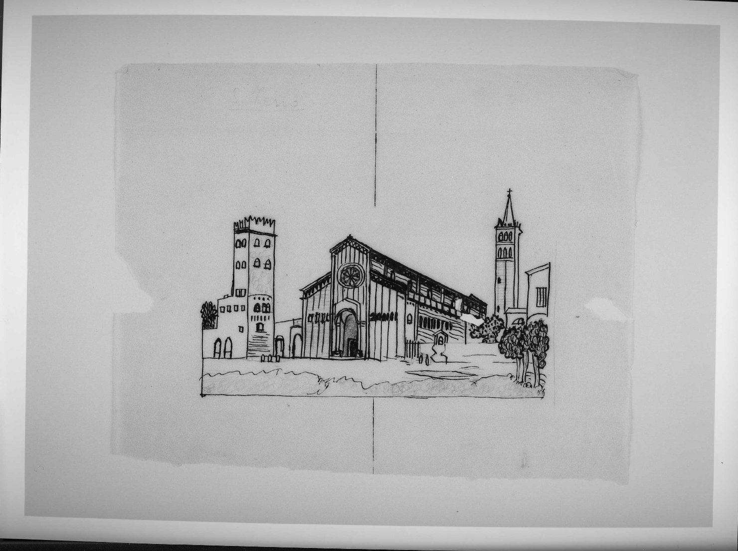 chiesa di San Zeno a Verona (disegno preparatorio) - ambito veronese (sec. XIX)
