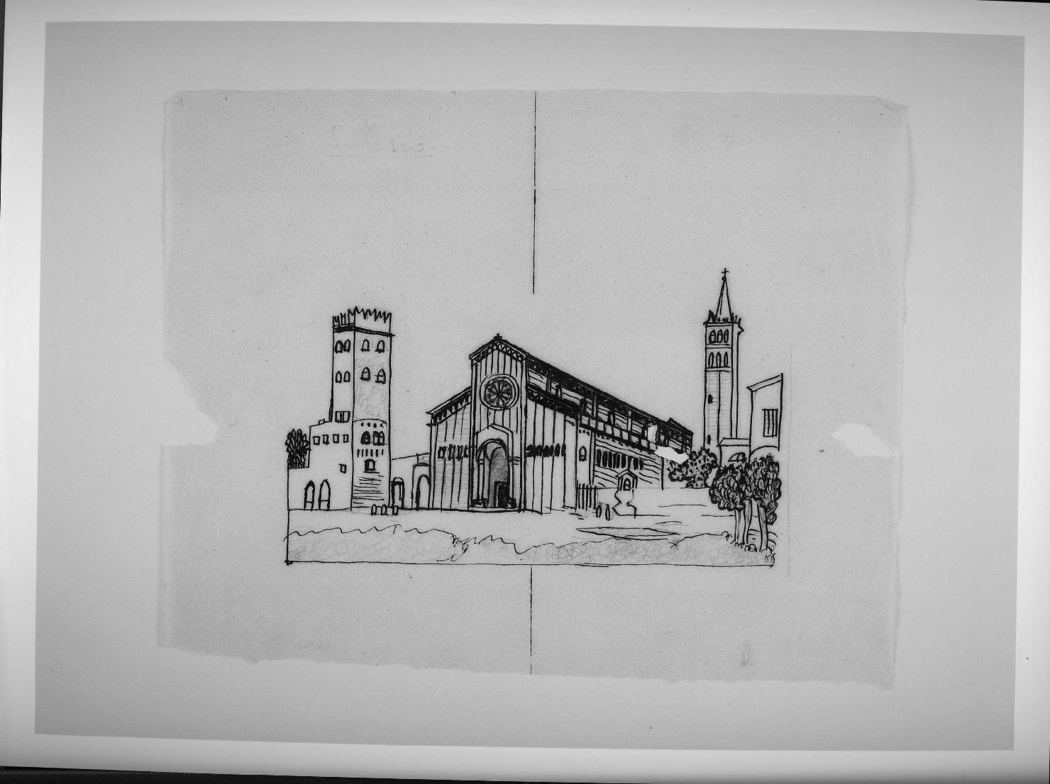 chiesa di San Zeno a Verona (disegno preparatorio) - ambito veronese (sec. XIX)