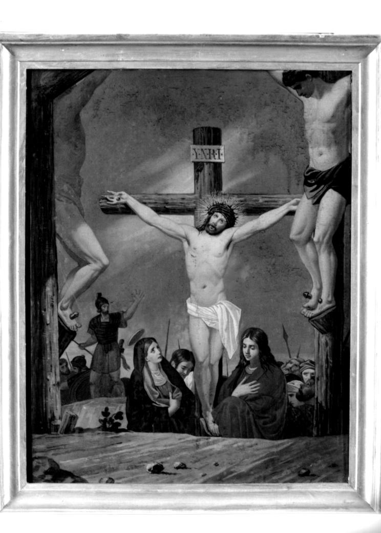 stazione XII: Gesù innalzato e morto in croce (dipinto) - ambito veneto (sec. XIX)