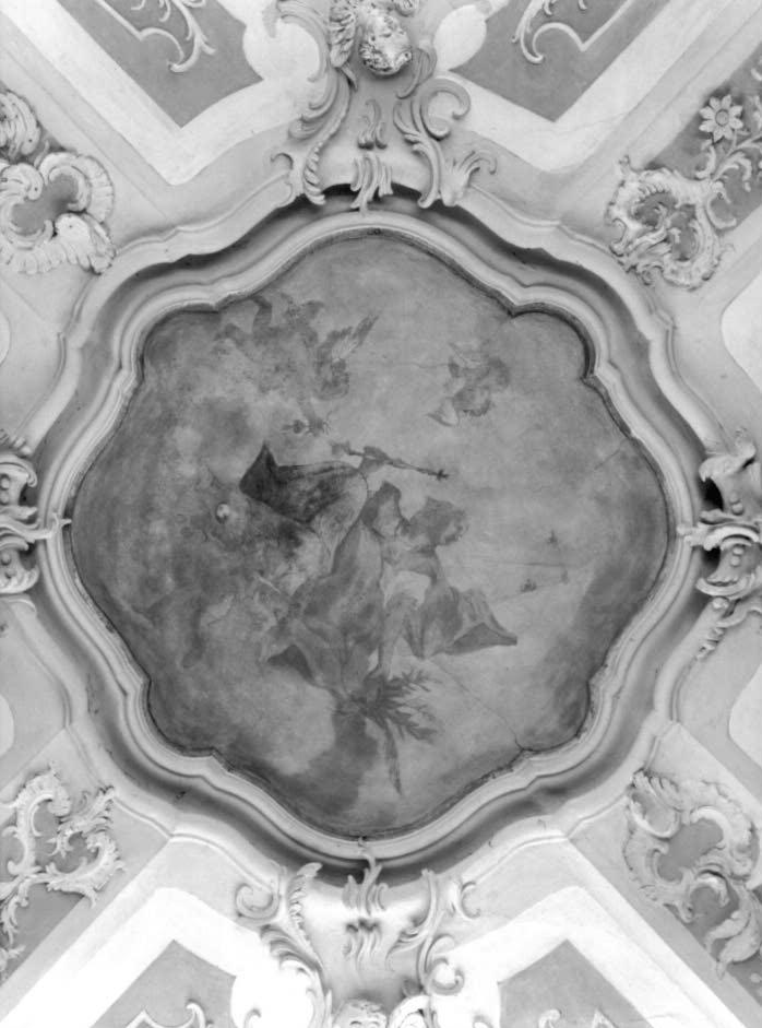 figura allegorica femminile tra angeli (dipinto) - ambito veneto (sec. XVIII)