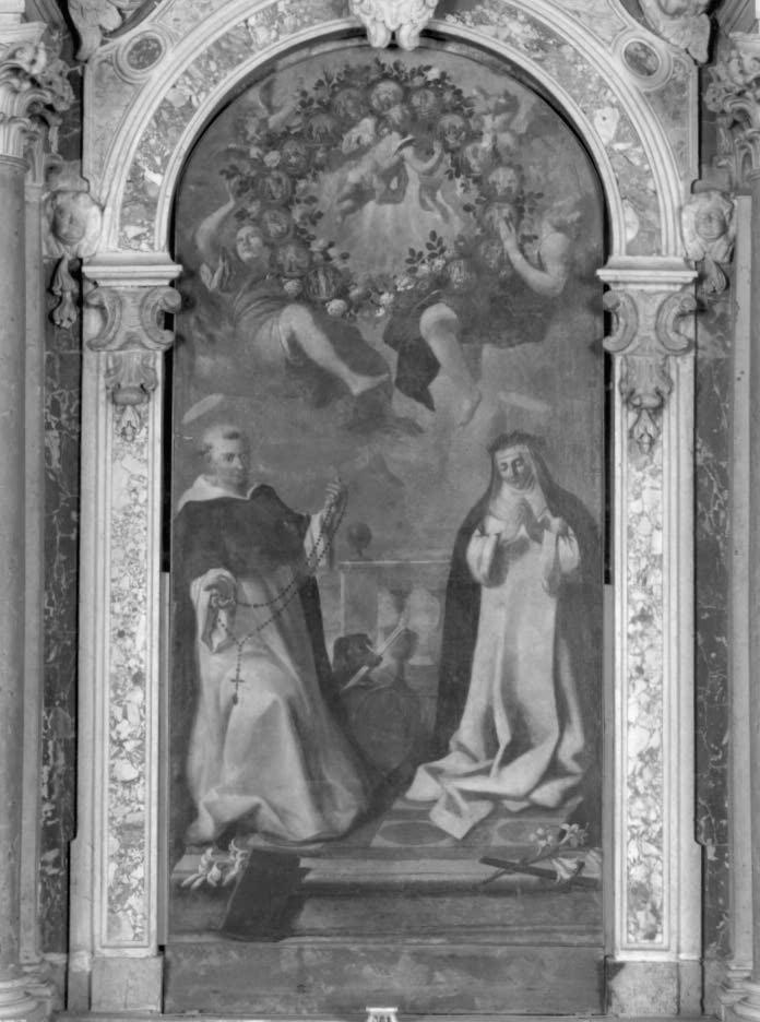 Madonna del Rosario, San Domenico, Santa Caterina da Siena, misteri del Rosario (dipinto) - ambito veneto (sec. XVIII)