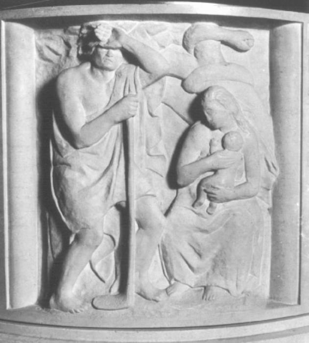 Adamo ed Eva (rilievo) di Strazzabosco Luigi (attribuito) (sec. XX)