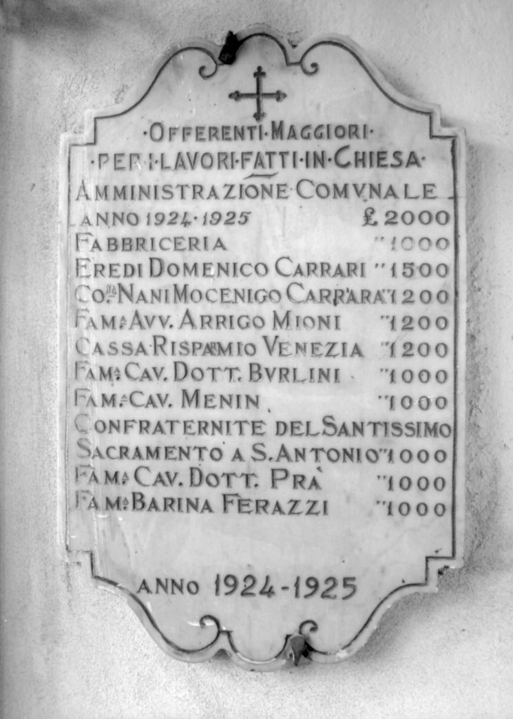 lapide - ambito veneto (sec. XX)