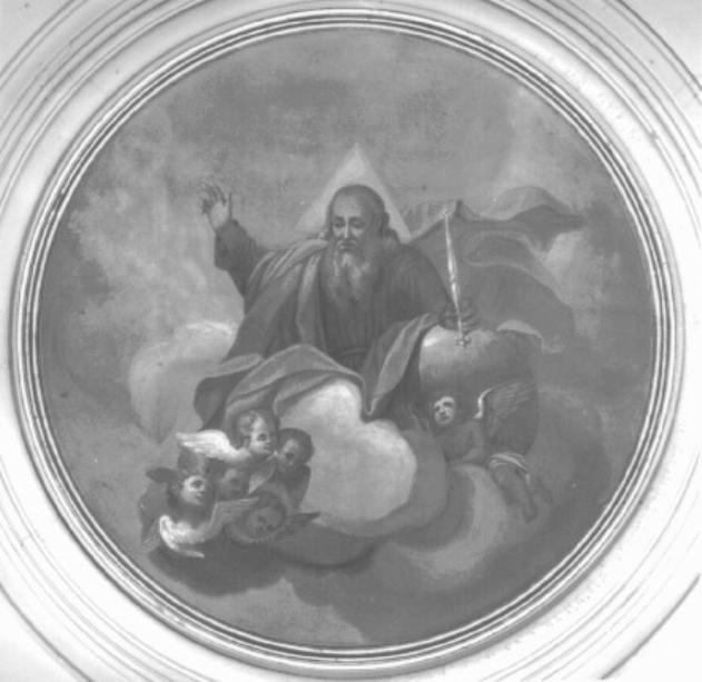 Dio padre sulle nubi fra cherubini (dipinto) di Poppini Giuseppe - ambito vicentino (sec. XIX)