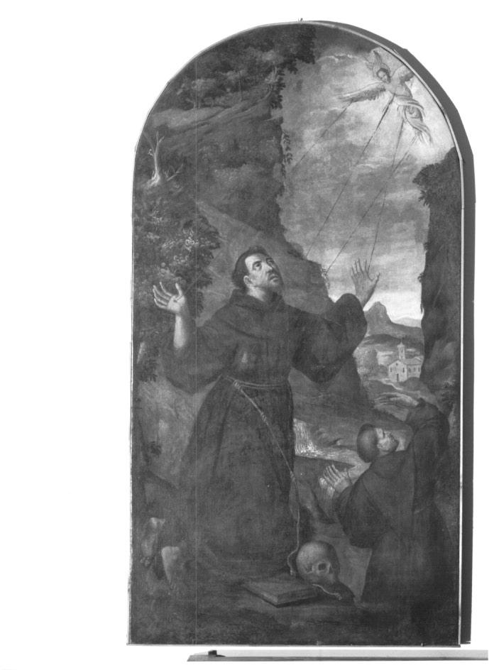 San Francesco d' Assisi riceve le stimmate (dipinto) - ambito veneto (prima metà sec. XVII)