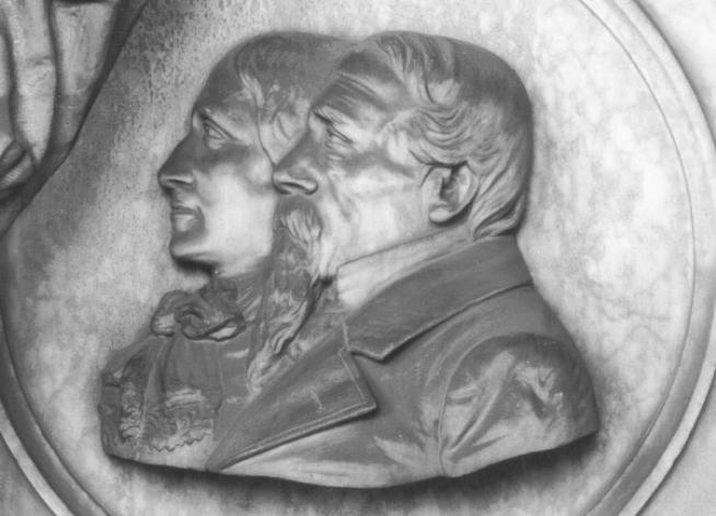 Ritratti di Pietro Anselmi e Eleonora Zambaldi (rilievo) di Novelli R (sec. XIX)