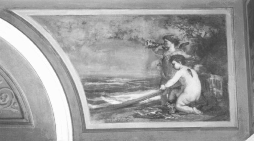 scena campestre con putti alati (dipinto) di Casa Giacomo (sec. XIX)