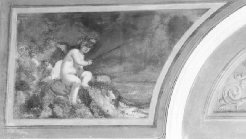 scena campestre con putto alato (dipinto) di Casa Giacomo (sec. XIX)