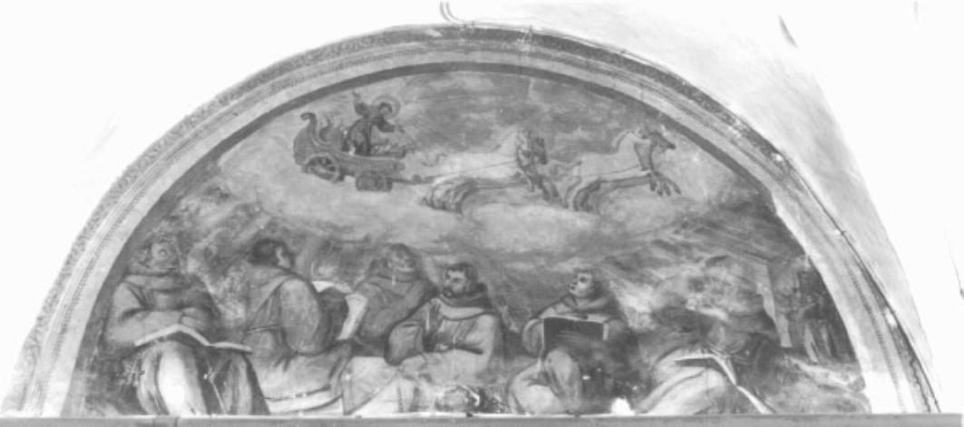 storiedella vita di San Francesco d'Assisi: visione del carro di fuoco (dipinto) di Torri Pietro Antonio (sec. XVII)