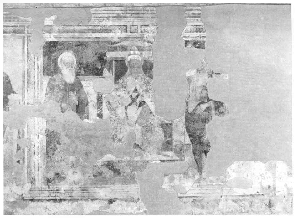 santo pontefice tra santo monaco e santa (dipinto) - ambito veneto (prima metà sec. XVI)