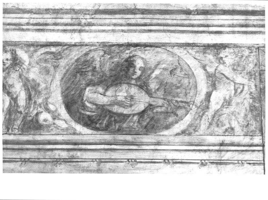 angelo musicante con liuto (dipinto, elemento d'insieme) - ambito veneto (sec. XVI)