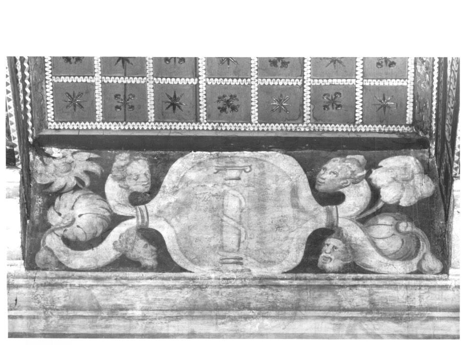 motivi decorativi floreali con teste di mostri/ simbolo della passione (dipinto, elemento d'insieme) - ambito veneto (sec. XVI)