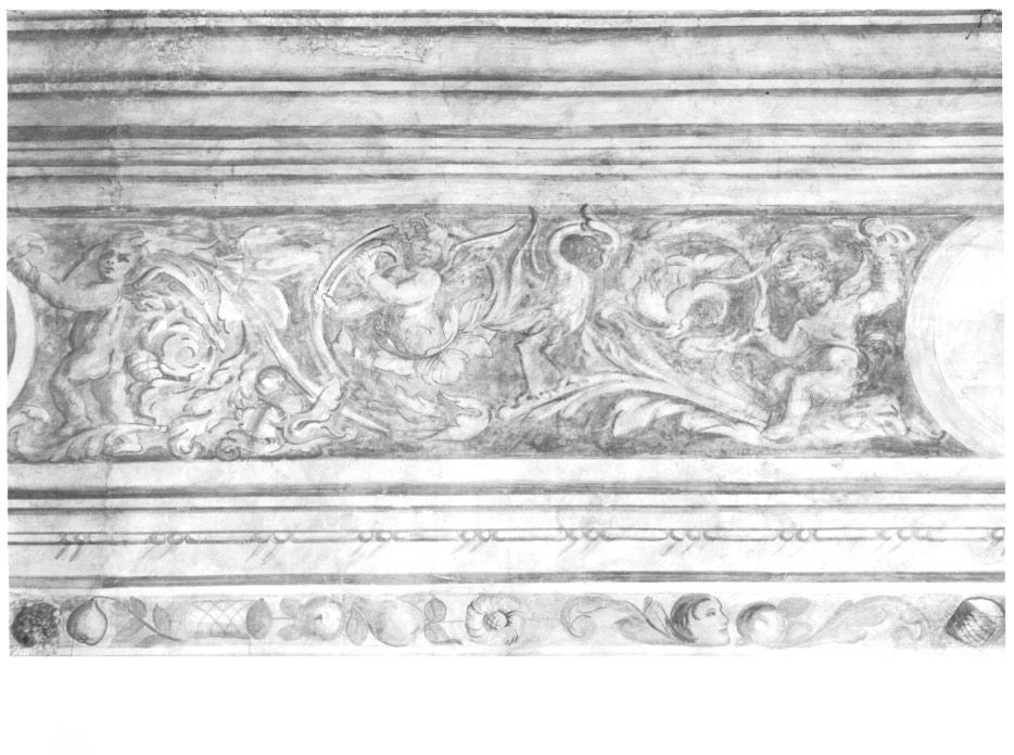 motivi decorativi vegetali con putti alati (dipinto, elemento d'insieme) - ambito veneto (sec. XVI)