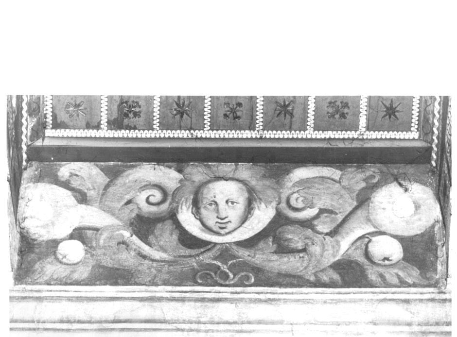 motivi decorativi vegetali con cornucopie frutti e testa di mostro (dipinto, elemento d'insieme) - ambito veneto (sec. XVI)