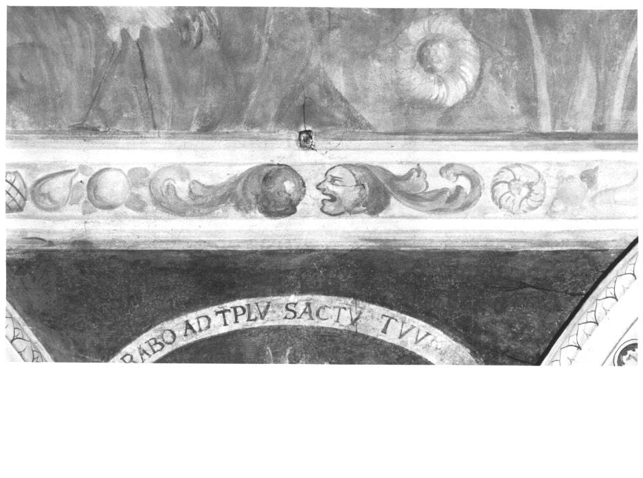 motivi decorativi vegetali con teste di mostri, frutti e fiori (dipinto, elemento d'insieme) - ambito veneto (sec. XVI)