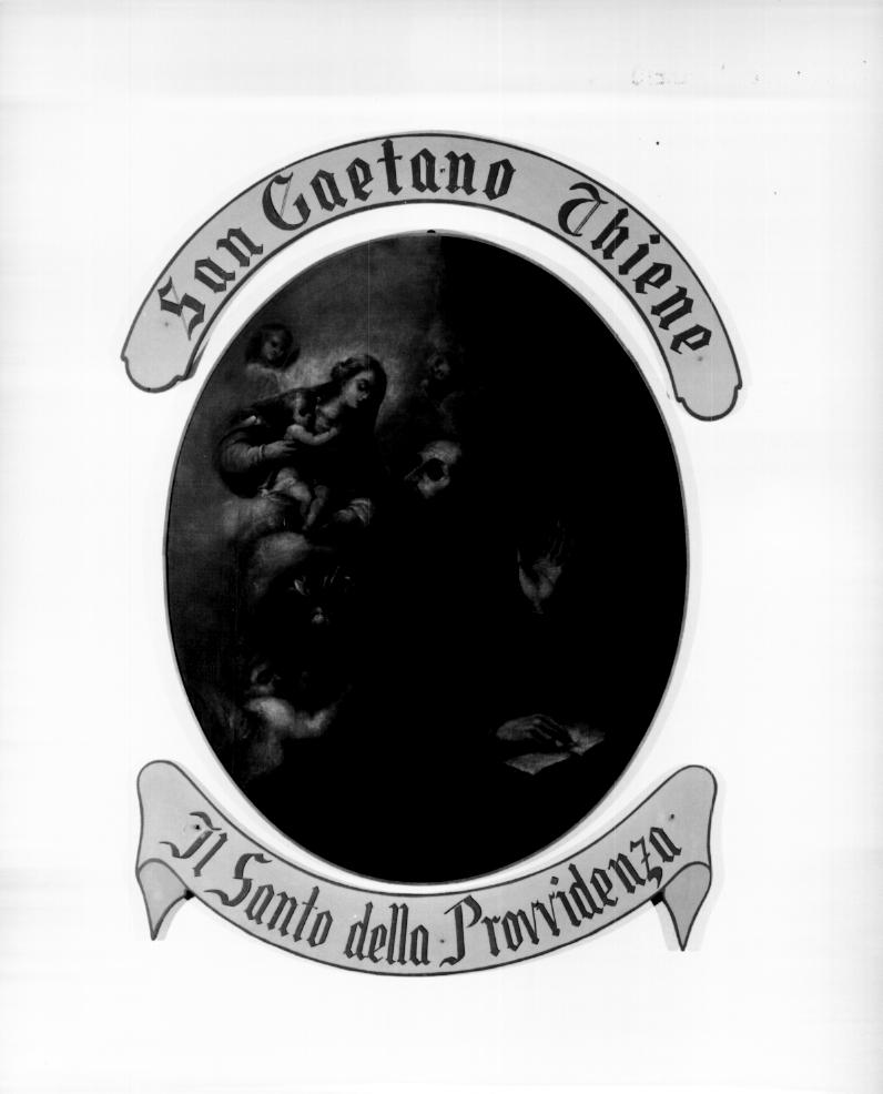 San Gaetano da Thiene e Madonna con Bambino e angeli (dipinto) di Negretti Jacopo detto Palma il Giovane (maniera) (sec. XVII)