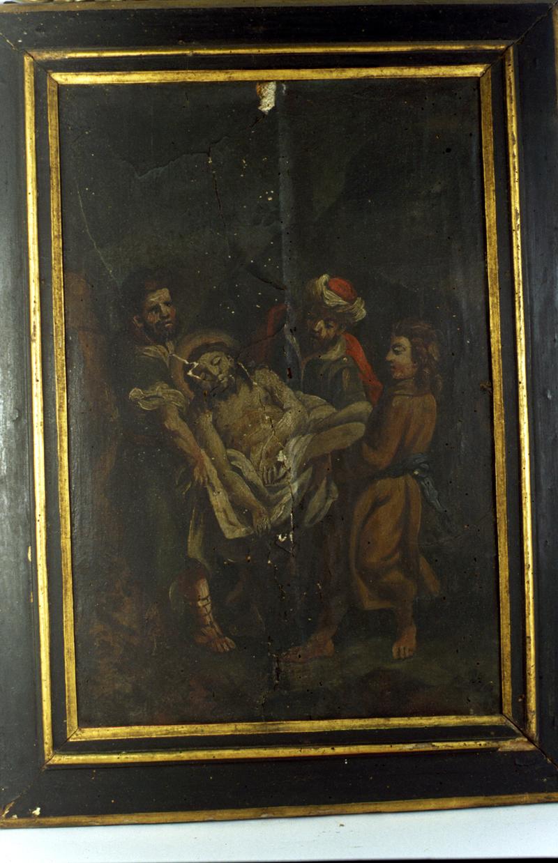 stazione XIV: Gesù deposto nel sepolcro (dipinto, elemento d'insieme) - manifattura veneta (fine/inizio secc. XVIII/ XIX)