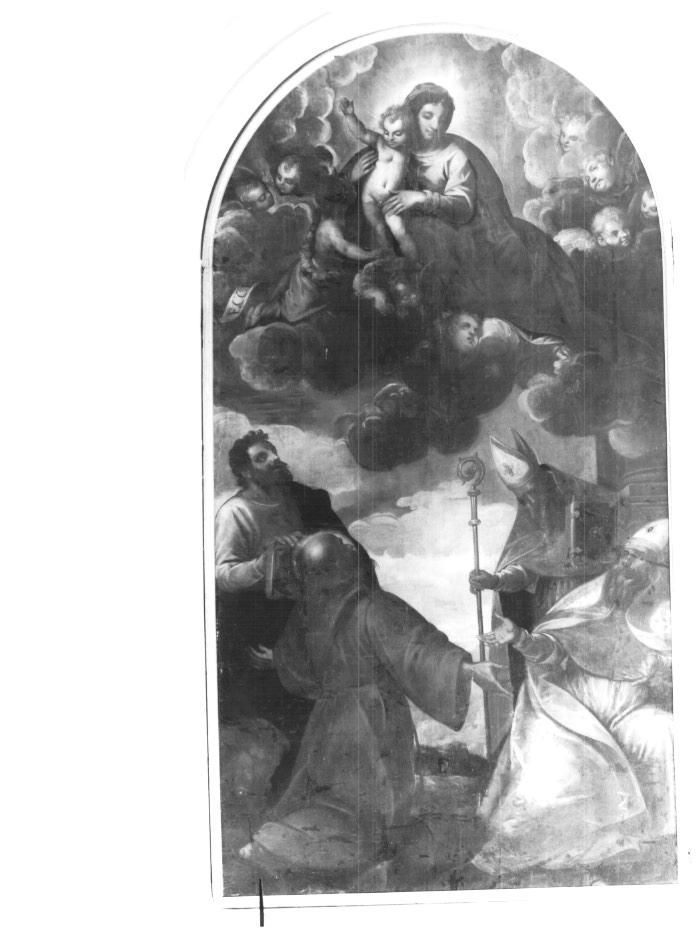 Madonna con Bambino in gloria e santi (dipinto) di Negretti Jacopo detto Palma il Giovane (maniera) (secc. XVI/ XVII)