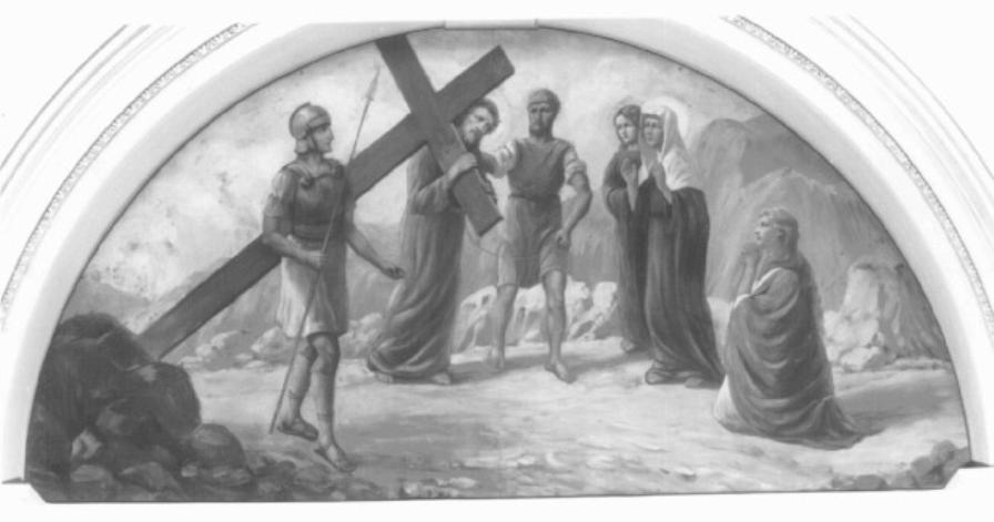 IV stazione; Gesù incontra la santissima madre (dipinto) di Travaglia Silvio, Soranzo Antonio (sec. XX)