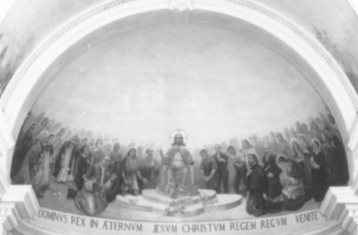 Cristo in trono tra santi e beati (dipinto) di Travaglia Silvio, Soranzo Antonio (sec. XX)