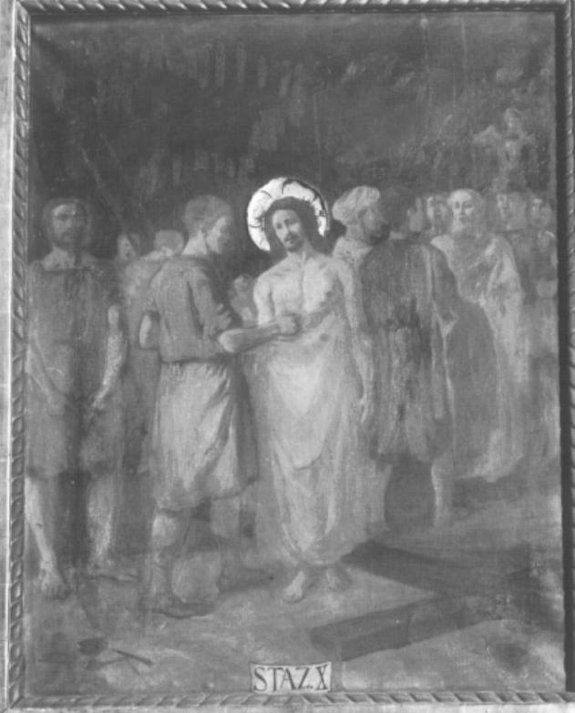 stazione X: Gesù spogliato e abbeverato di fiele (dipinto) di Taddio L, Zanette P - ambito italiano (prima metà sec. XX)