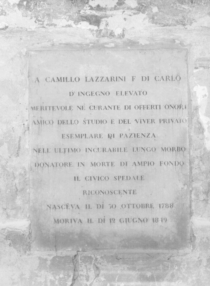 lapide commemorativa - ambito veneto (sec. XIX)