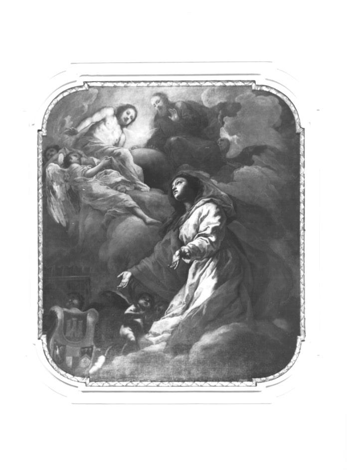 Santa Tecla Patrona di Este intercede presso la Trinità (dipinto) di Zanchi Antonio (secc. XVII/ XVIII)