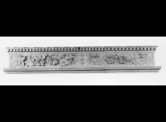 motivi decorativi floreali/ dentelli (cornice) di Minello Giovanni (secc. XV/ XVI)