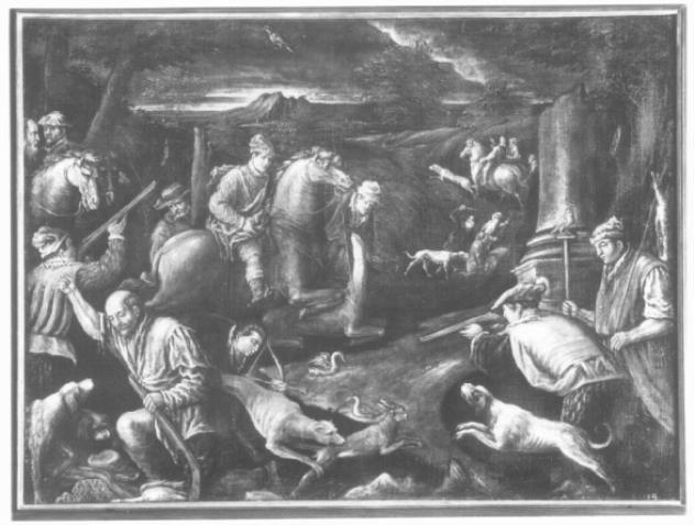 Scene di caccia (dipinto) di Dal Ponte Leandro detto Leandro Bassano (bottega) (sec. XVI)