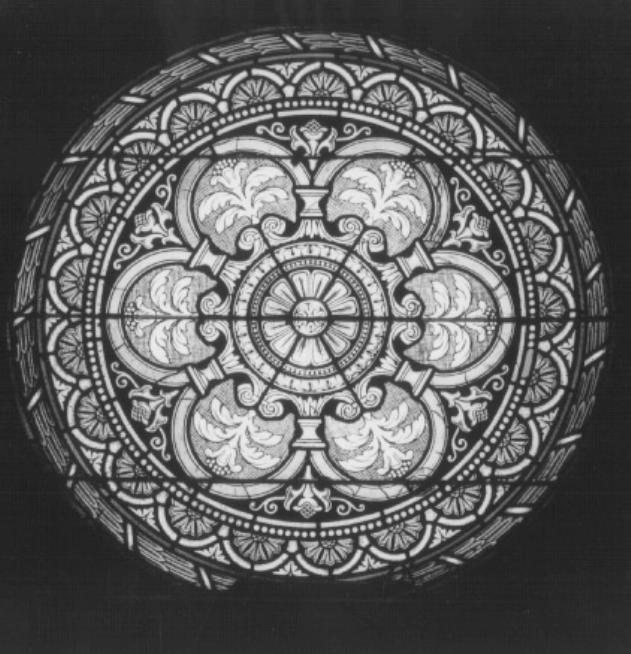 motivi decorativi geometrici a tondi (vetrata) di Mider G. (ditta) (sec. XIX)