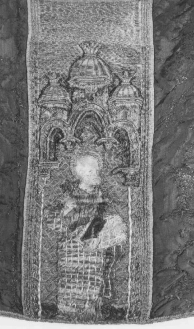 crocifissione/ San Pietro apostolo (decorazione a ricamo) - manifattura veneta (fine sec. XV)