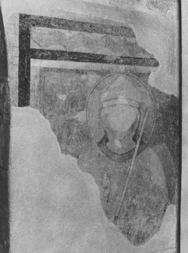 santo vescovo (dipinto, frammento) - ambito veneto (sec. XIV)