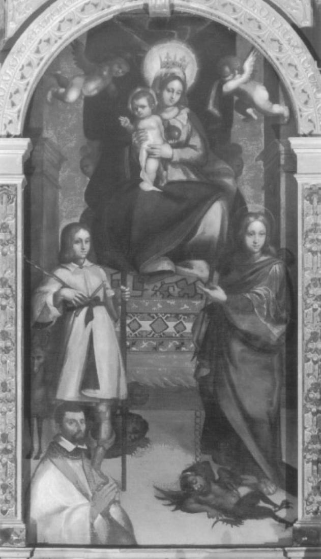 Madonna con Bambino tra santi e donatore (dipinto) di Frigimelica Francesco (sec. XVII)