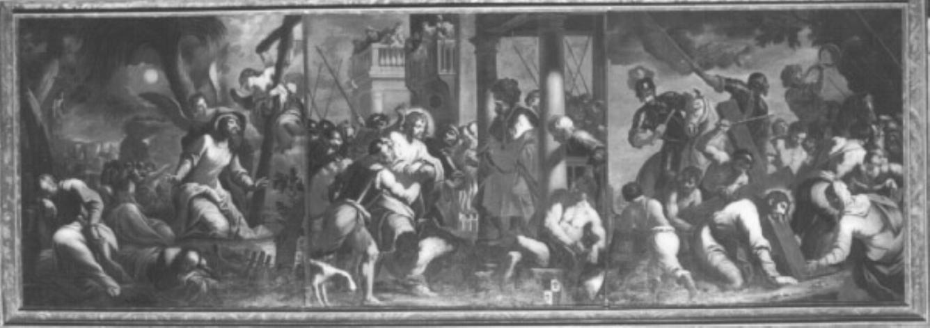 Trittico della passione di Cristo: Orazione nel- l'orto ; Cristo davanti a Pilato; andata al calva- rio (dipinto) di Ridolfi Agostino (attribuito) - ambito bellunese (sec. XVII, sec. XVII)